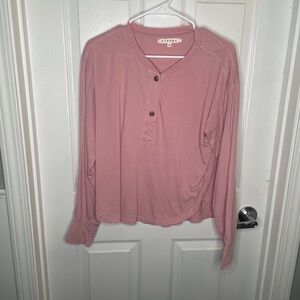Xirena Brook Henley Cotton T-Shirt Casual Lightweight in Pink XS